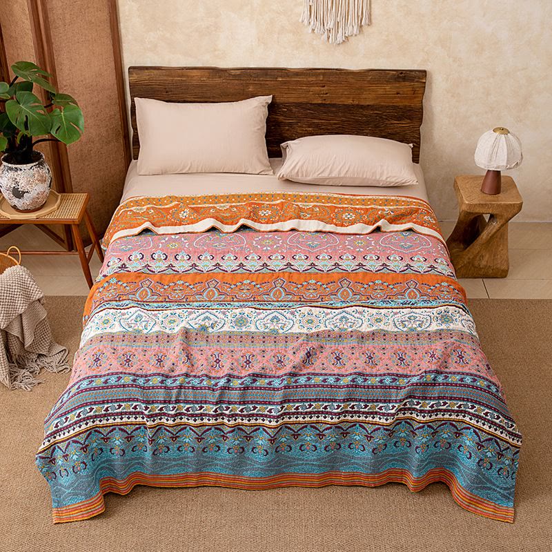 Couverture matelassée en coton à motif rayé rétro - 220 cm x 240 cm - image 0