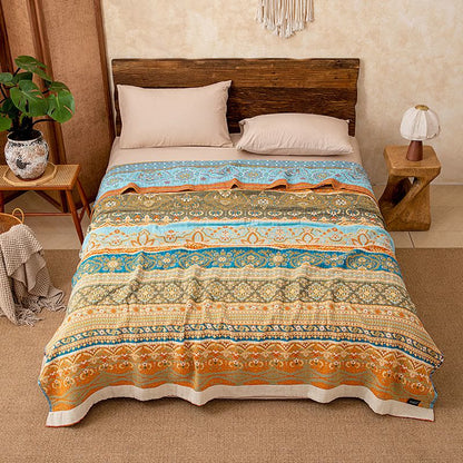 Couverture matelassée en coton à motif rayé rétro - image 1