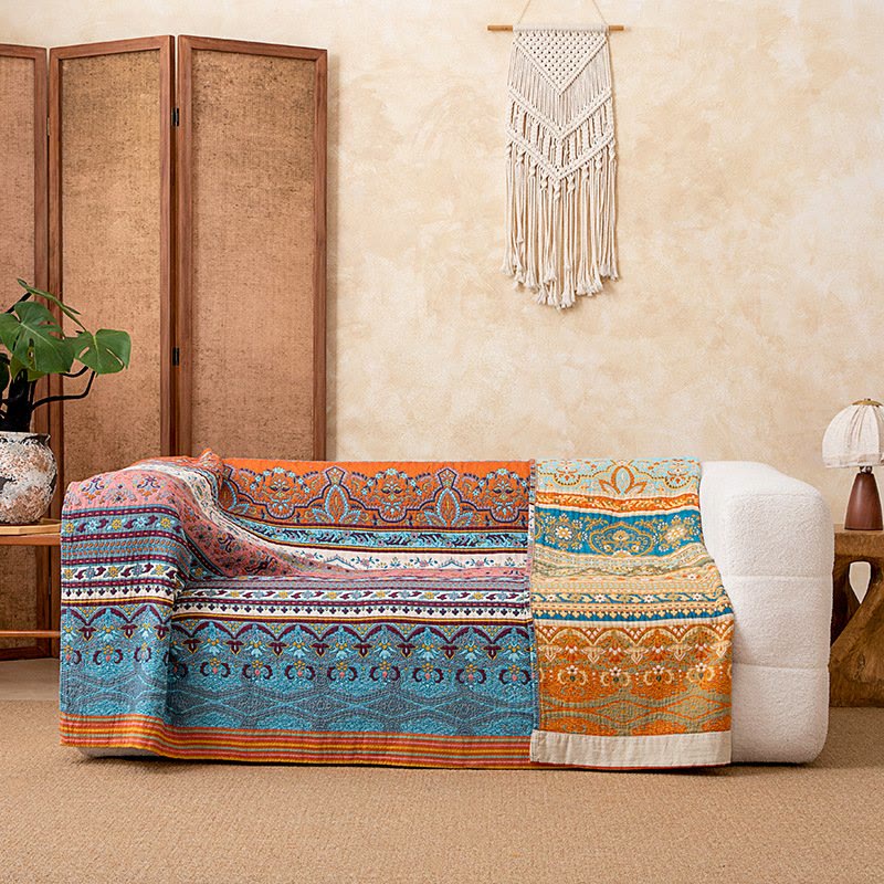 Couverture matelassée en coton à motif rayé rétro - image 3