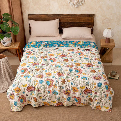 Couette en gaze de coton à motif floral - 220 cm x 240 cm - image 0