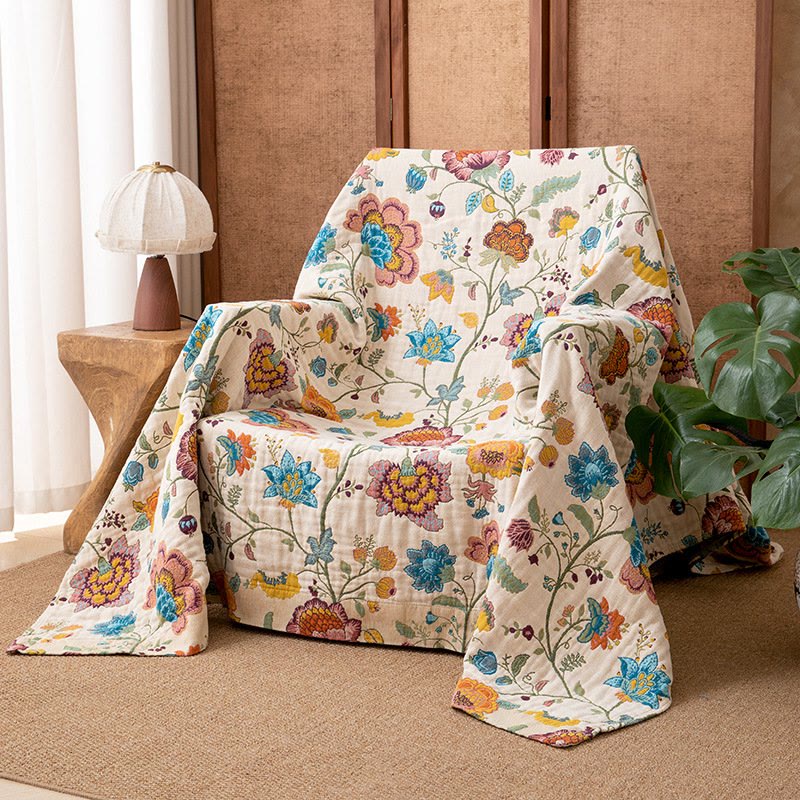Couette en gaze de coton à motif floral - image 2