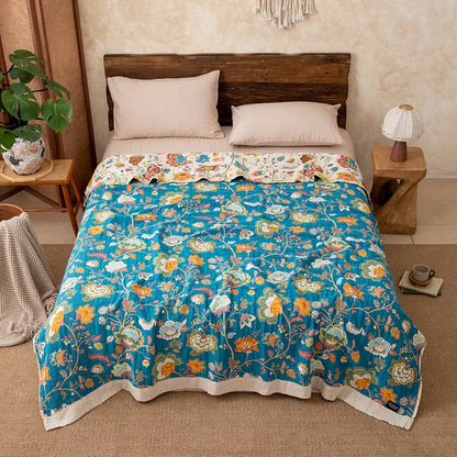 Couette en gaze de coton à motif floral - image 1