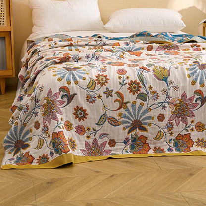 Couverture matelassée réversible en gaze de coton à motif floral - image 3