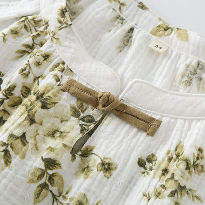 Ensemble de pyjama vintage en gaze de coton à motif pivoine - image 2