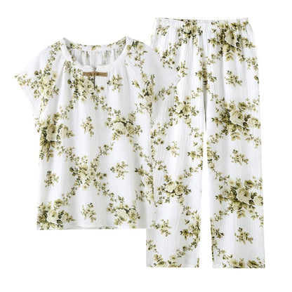 Ensemble de pyjama vintage en gaze de coton à motif pivoine - image 8