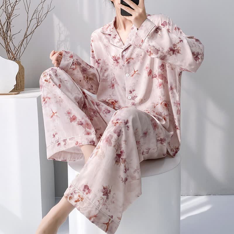 Ensemble pyjama rose à motifs floraux - Rose - XXL - image 0