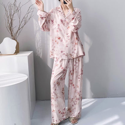 Ensemble pyjama rose à motifs floraux - image 1