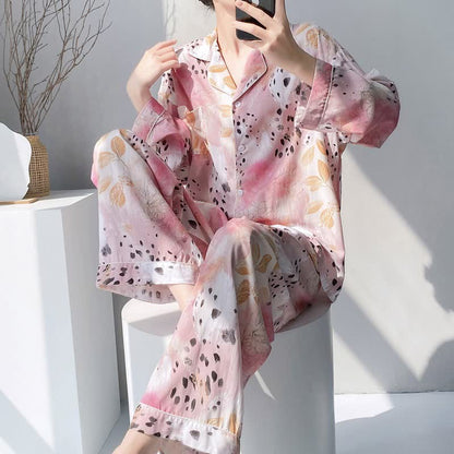 Ensemble pyjama à imprimé floral et léopard - Rose - XXL - image 0