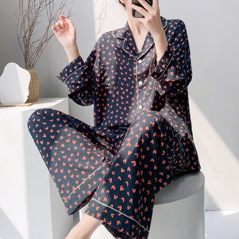 Ensemble pyjama à motif cœur rouge - Noir - XXL - image 3