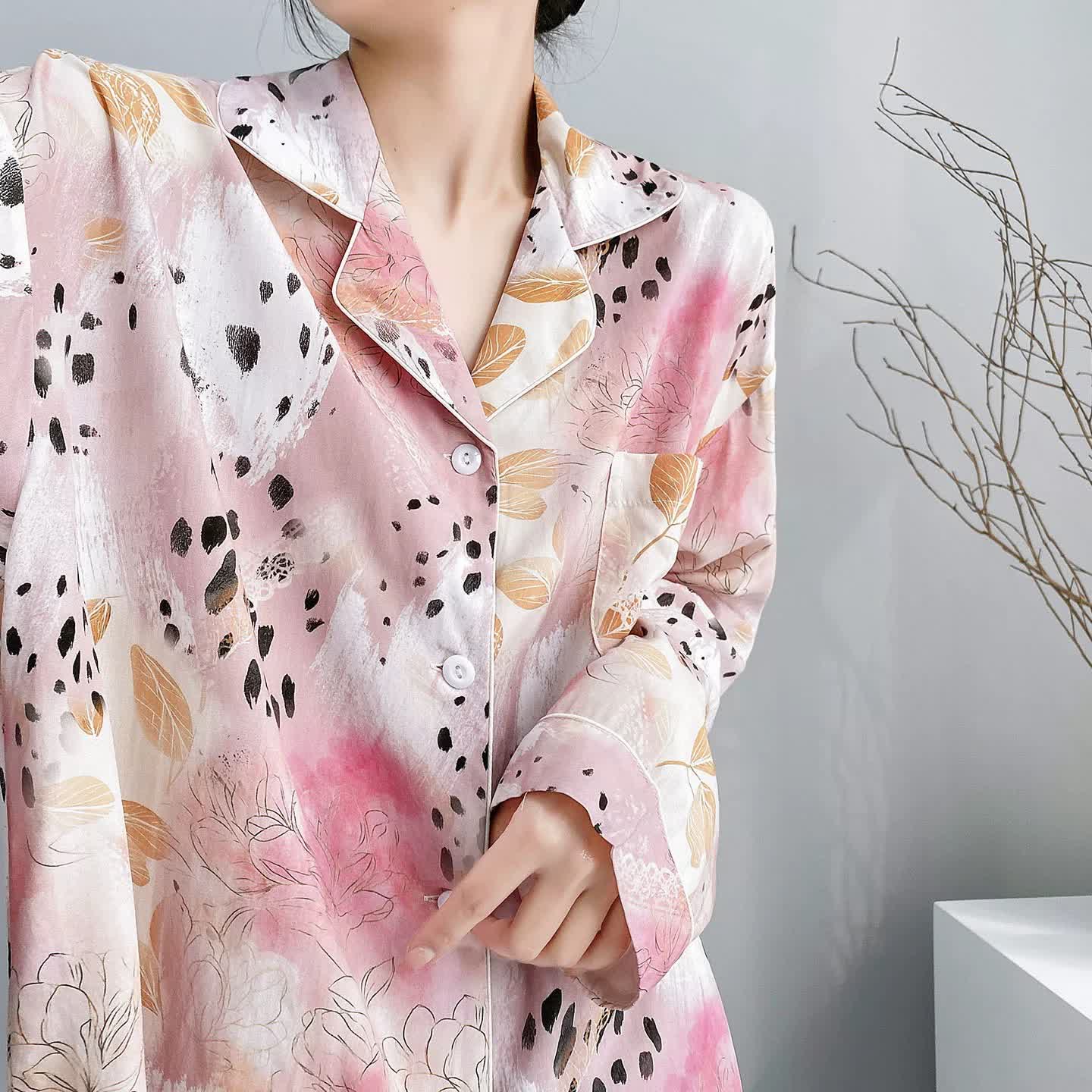 Ensemble pyjama à imprimé floral et léopard - image 3