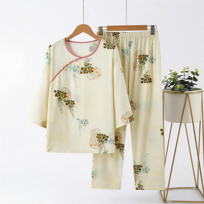 Ensemble pyjama à motif oriental frais - Vert - 4XL - image 0