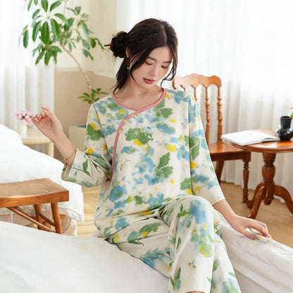 Ensemble pyjama oriental avec motif aquarelle artistique - image 1