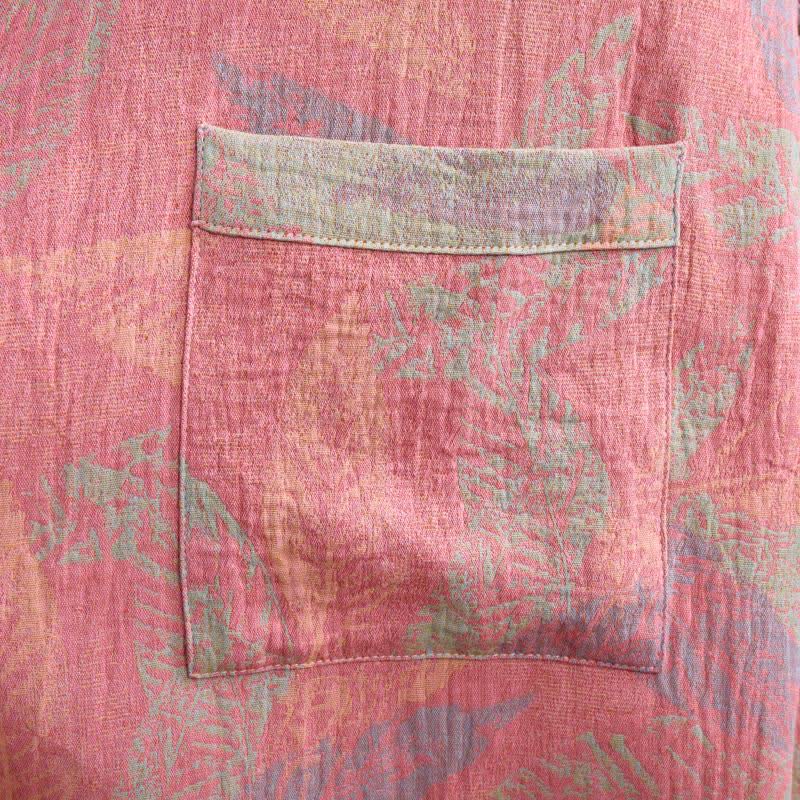 Peignoir en coton artistique à motif de feuilles, manches courtes - image 4
