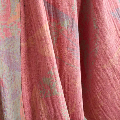 Peignoir en coton artistique à motif de feuilles, manches courtes - image 5