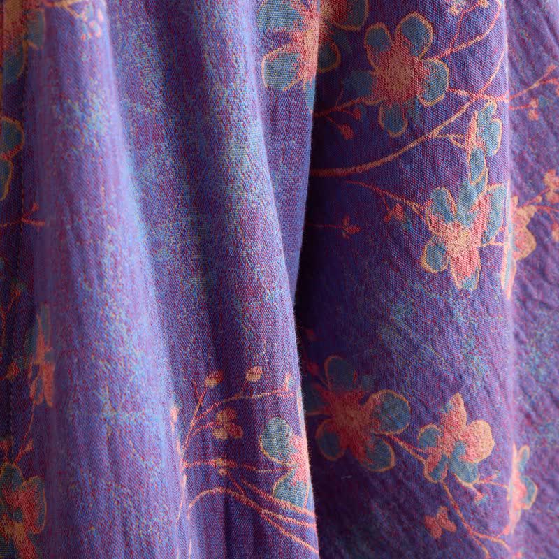 Peignoir en coton à manches courtes avec motif de branches et de fleurs - image 6