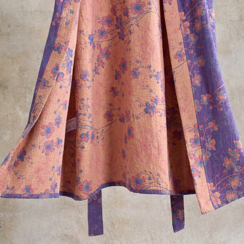 Peignoir en coton à manches courtes avec motif de branches et de fleurs - image 4