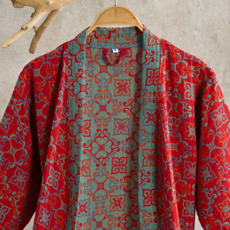 Peignoir en coton à manches courtes avec motif vintage - image 1