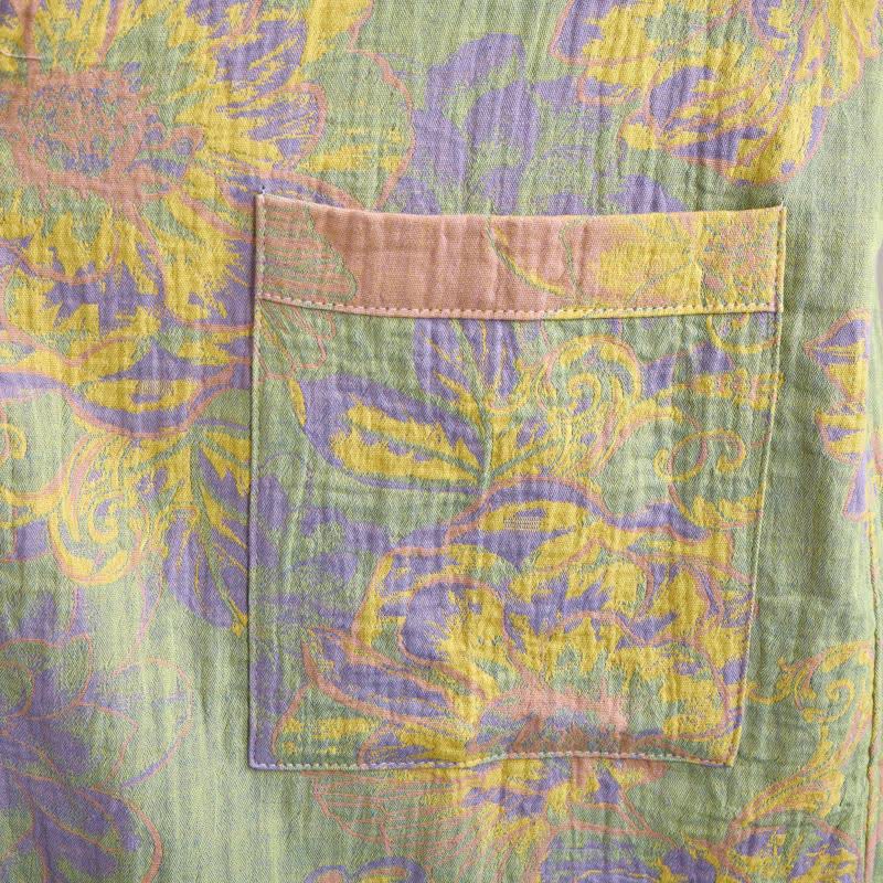 Peignoir en coton à manches courtes, orné de motifs floraux artistiques. - image 7