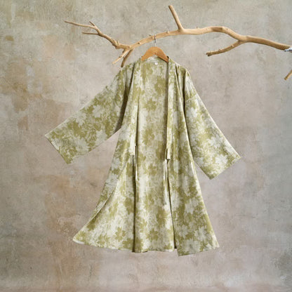 Kimono élégant en gaze de coton à motif floral - Vert - XL - image 9