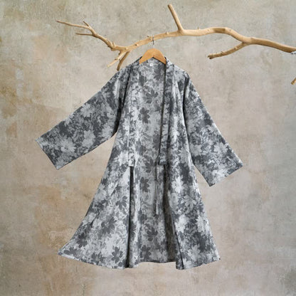 Kimono élégant en gaze de coton à motif floral - Gris - XL - image 17