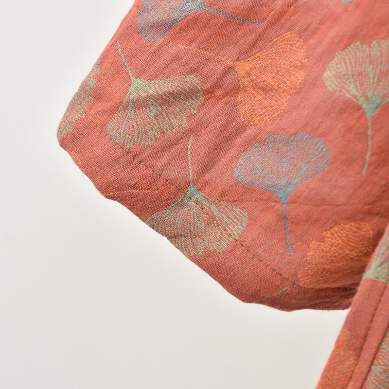 Robe yukata en gaze de coton feuilles de ginkgo - image 12