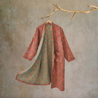 Robe yukata en gaze de coton feuilles de ginkgo - image 5