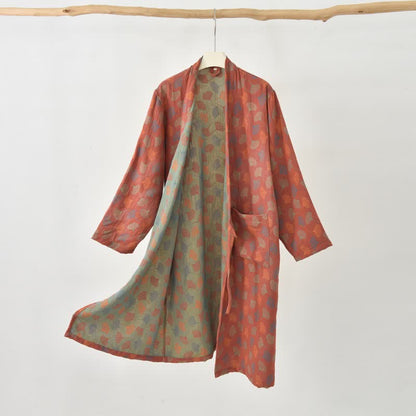 Robe yukata en gaze de coton feuilles de ginkgo - image 6