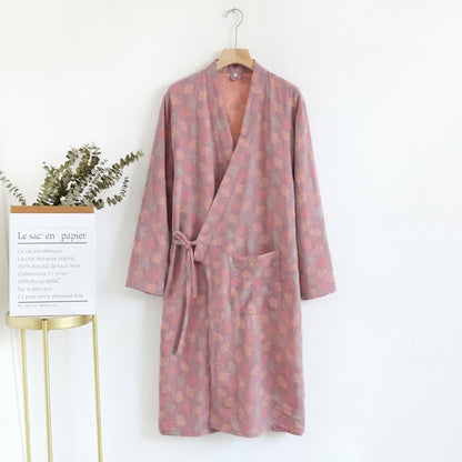 Robe yukata en gaze de coton feuilles de ginkgo - image 15