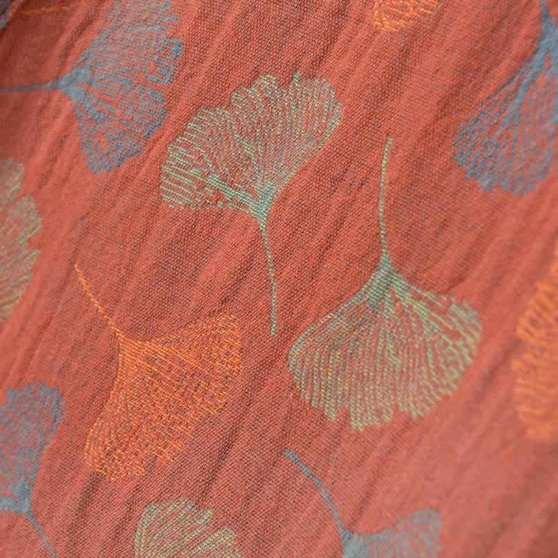 Robe yukata en gaze de coton feuilles de ginkgo - image 13