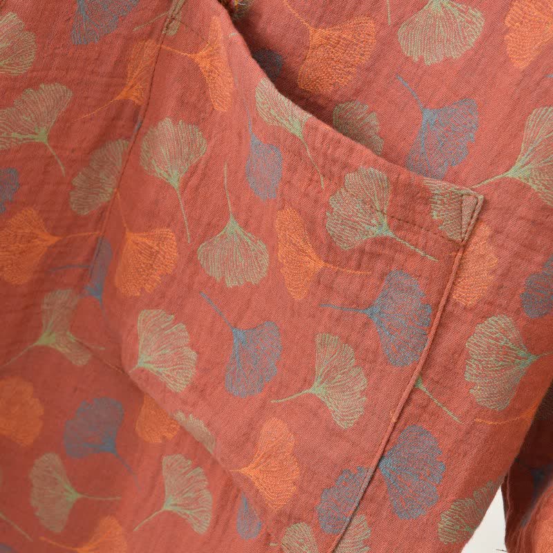 Robe yukata en gaze de coton feuilles de ginkgo - image 11