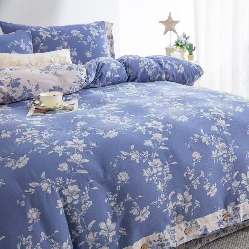 Parure de lit « Lys bleu » en gaze de coton (4 pièces) - image 1