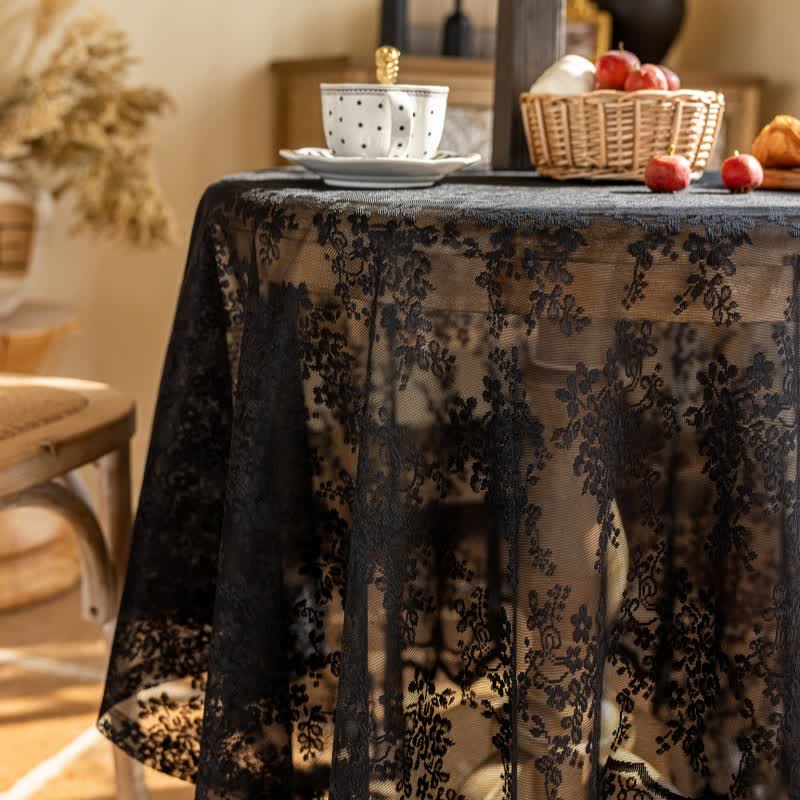 Nappe à motif jacquard floral et bordure en coquillage - image 15