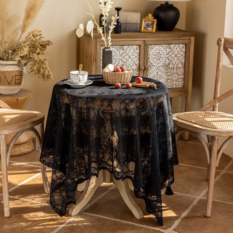 Nappe à motif jacquard floral et bordure en coquillage - image 12