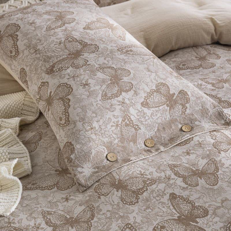 Parure de lit à motifs de papillons champêtres en gaze de coton (4 pièces) - image 3