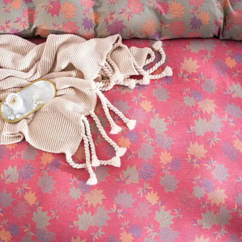 Ensemble de literie rustique en coton à motif de feuilles d'érable (4 pièces) - image 5