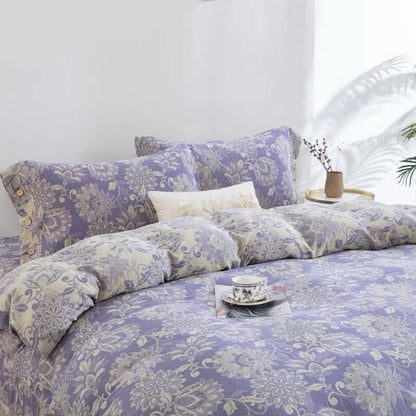 Ensemble de literie en gaze de coton à motif floral ethnique (4 pièces) - image 1