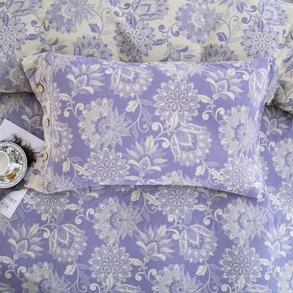 Ensemble de literie en gaze de coton à motif floral ethnique (4 pièces) - image 3