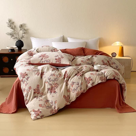 Parure de lit en gaze de coton à motif floral ombré (4 pièces) - 220 cm x 240 cm - image 0