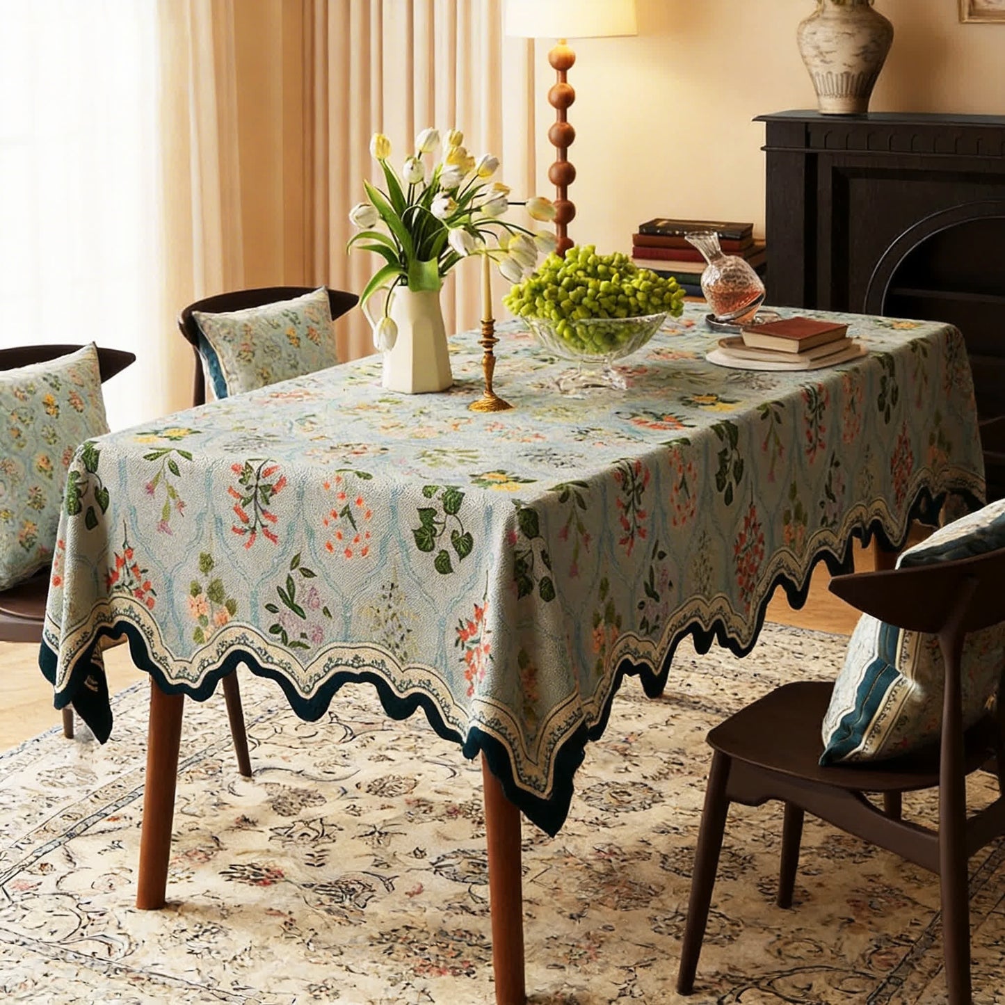 Nappe à motif floral botanique et bordure ondulée - image 2