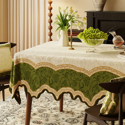 Nappe vintage à motif botanique et bord ondulé - image 0