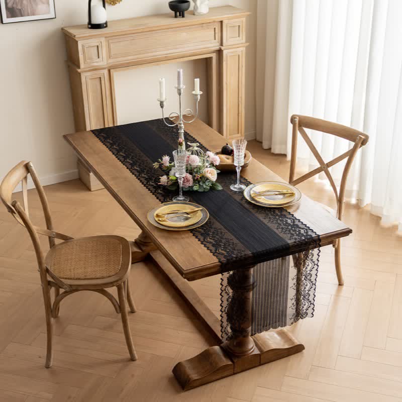 Chemin de table en dentelle jacquard florale - image 4