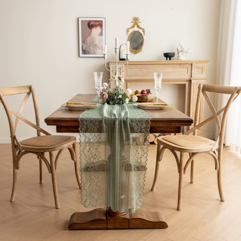 Chemin de table en dentelle jacquard florale - image 9