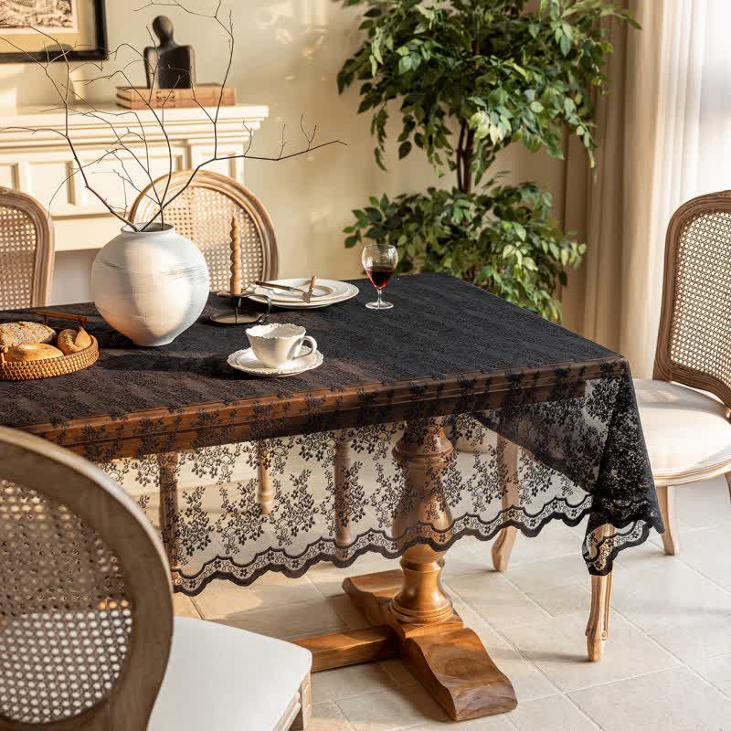 Nappe à motif jacquard floral et bordure en coquillage - image 10