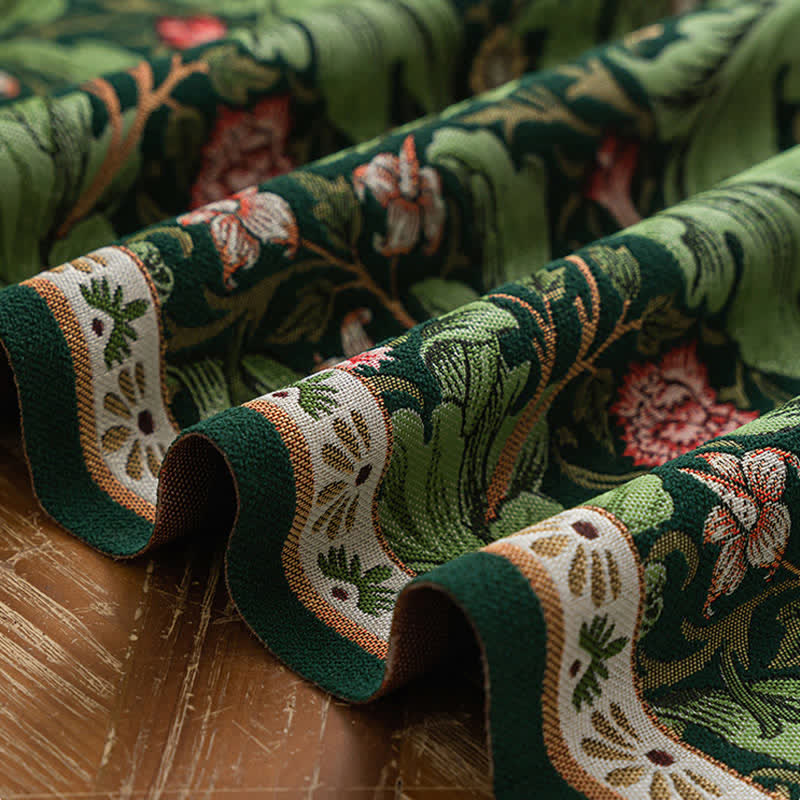 Chemin de table à motif jacquard de feuilles tropicales et à pompons - image 9