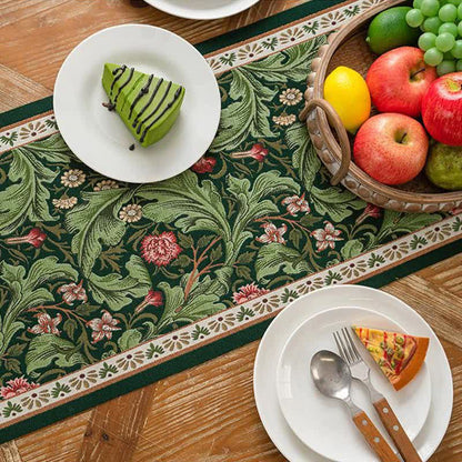 Chemin de table à motif jacquard de feuilles tropicales et à pompons - image 5