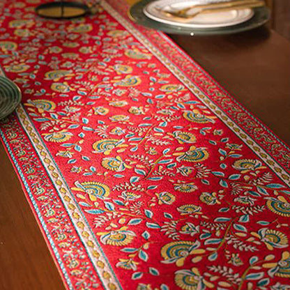 Chemin de table à motif jacquard de branches vintage et à pompons - image 4