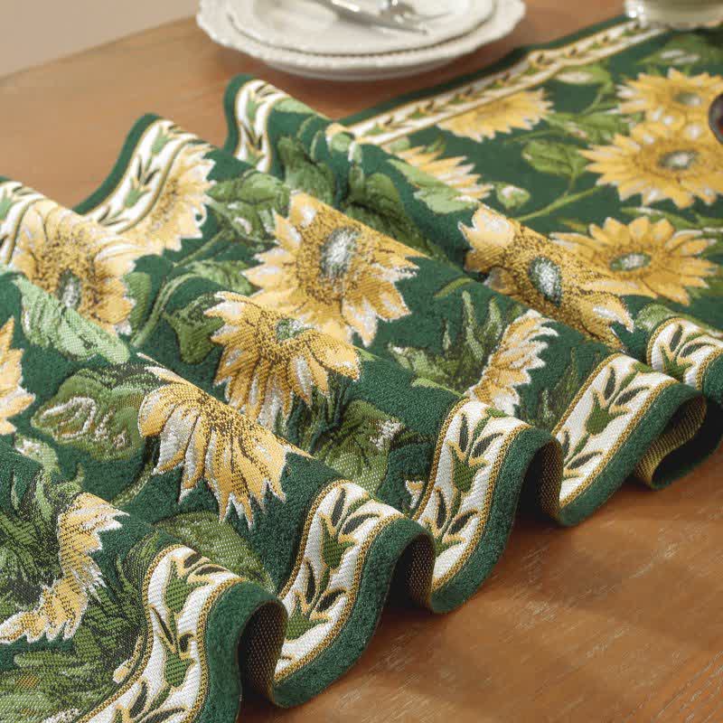 Chemin de table à motif jacquard tournesol et à pompons - image 5