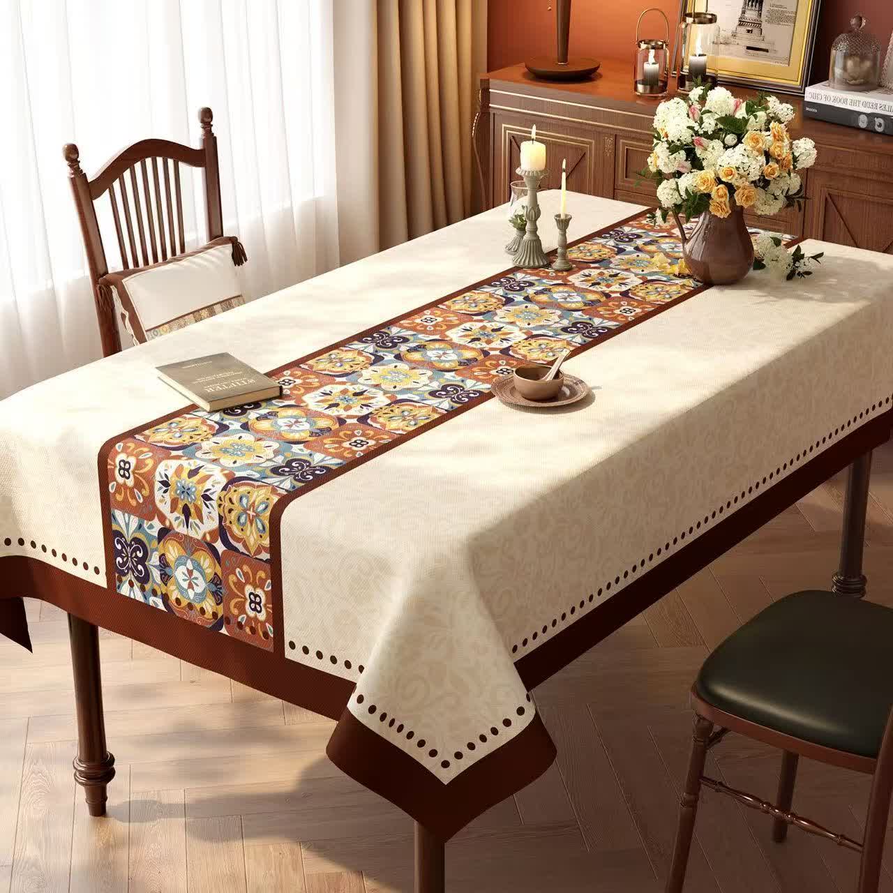 Nappe bohème en patchwork de carreaux marocains style - C - 140 cm x 220 cm - image 2