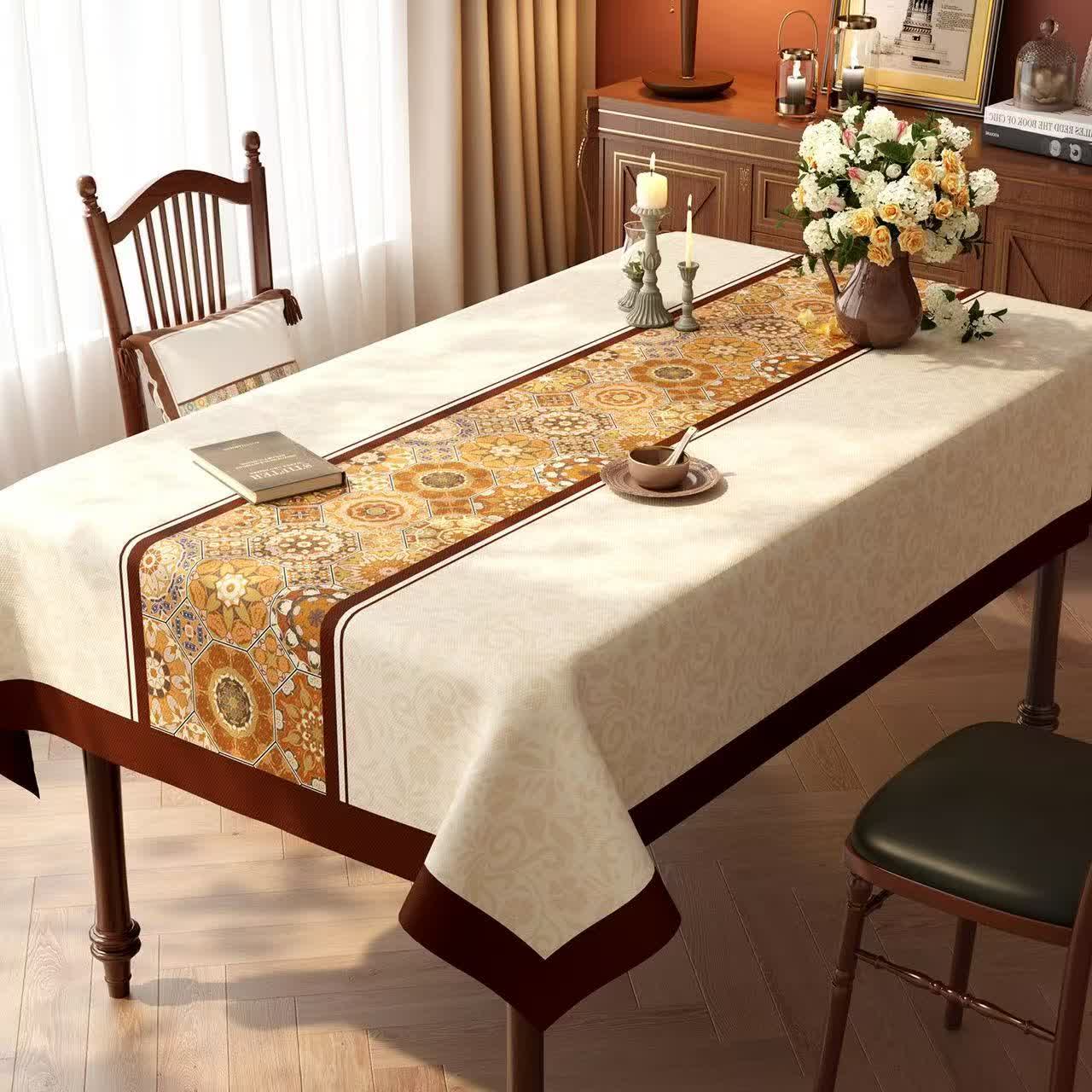 Nappe bohème en patchwork de carreaux marocains style - D - 140 cm x 220 cm - image 3