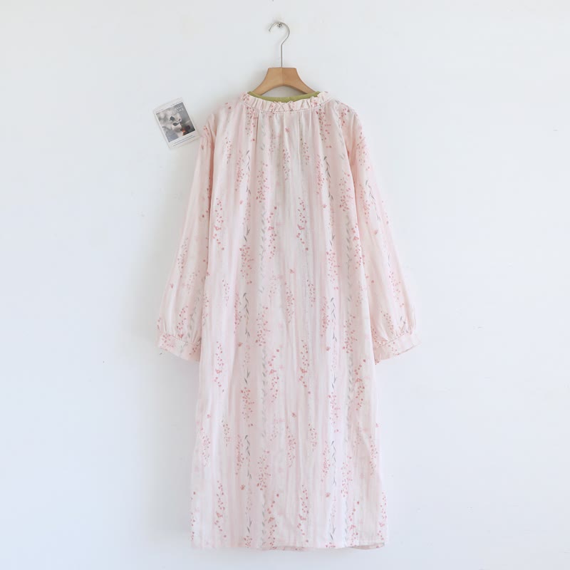 Chemise de nuit kimono en gaze de coton à petits motifs floraux - image 3